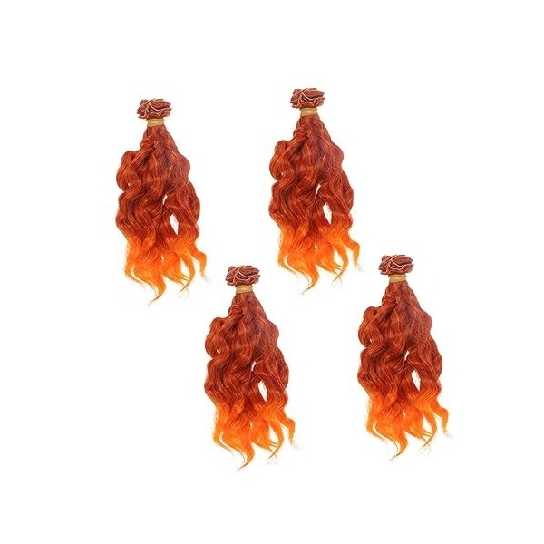 SEWACC 4Pcs Bouclés Perruques Orange Perruque Bouclés Perruque De Cheveux Humains Poupées Bjd Perruques De Poupée Cheveux Bou