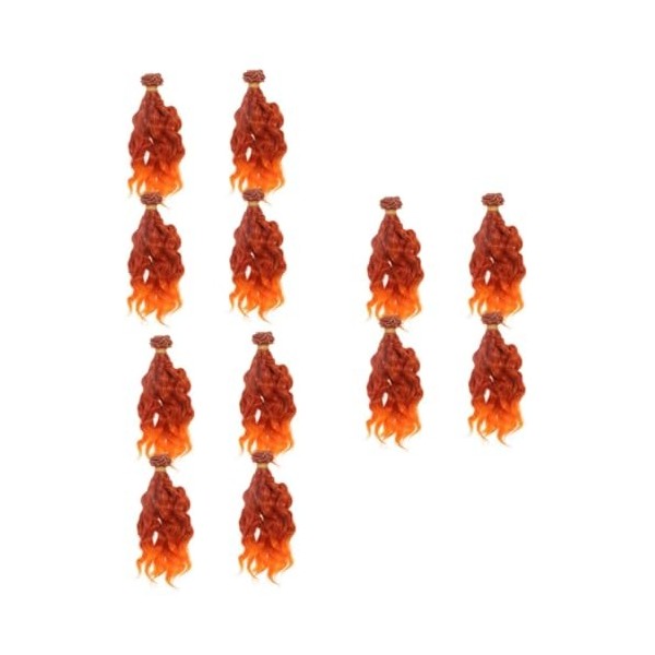 SEWACC 4Pcs Bouclés Perruques Orange Perruque Bouclés Perruque De Cheveux Humains Poupées Bjd Perruques De Poupée Cheveux Bou