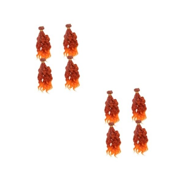 SEWACC 4Pcs Bouclés Perruques Orange Perruque Bouclés Perruque De Cheveux Humains Poupées Bjd Perruques De Poupée Cheveux Bou