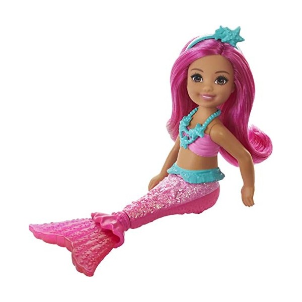 Barbie Dreamtopia Chelsea Mermaid Doll, 6.5-inch with Pink Hair and Tail