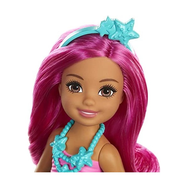 Barbie Dreamtopia Chelsea Mermaid Doll, 6.5-inch with Pink Hair and Tail