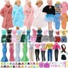 70 vêtements pour poupées de 30 cm 7 robes de mode 5 hauts 5 pantalons 1 pull 1 veste en peluche ensemble 1 haut en peluche 1