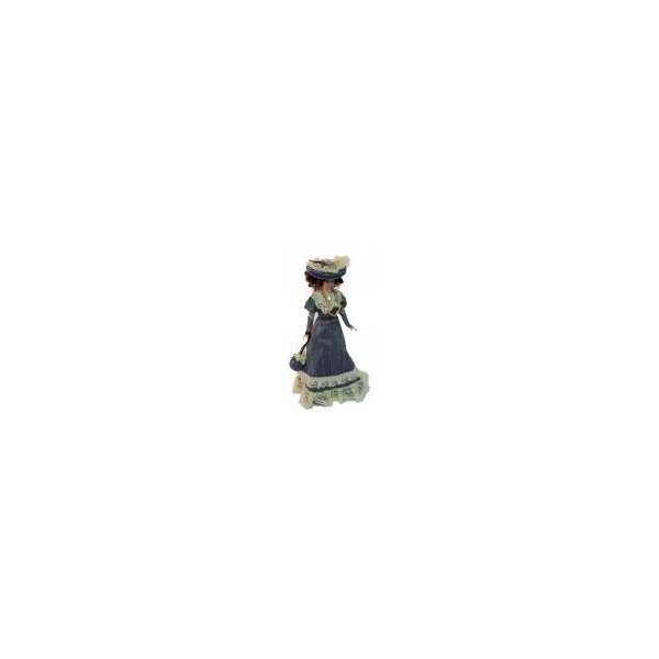 Melody Jane Maison de Poupées Dame Victorienne en Bleu Tenue Miniature Personnages Porcelaine