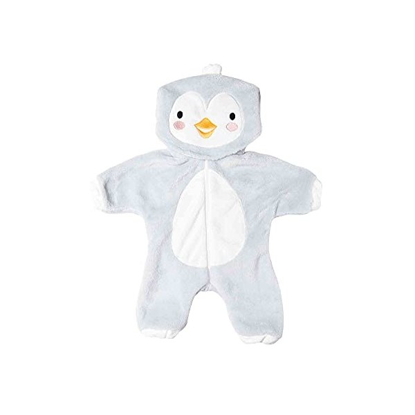 Heless 2198 Combinaison pour poupées Motif Pingouin Douce avec Capuche et Fermeture Éclair Taille 35 à 45 cm