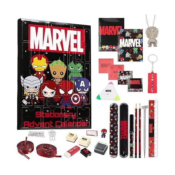 Marvel Calendrier de lAvent 2023 Enfant Spider-Man Avengers Kids Advent Calendars avec Jouets et Papeterie Spiderman Multic