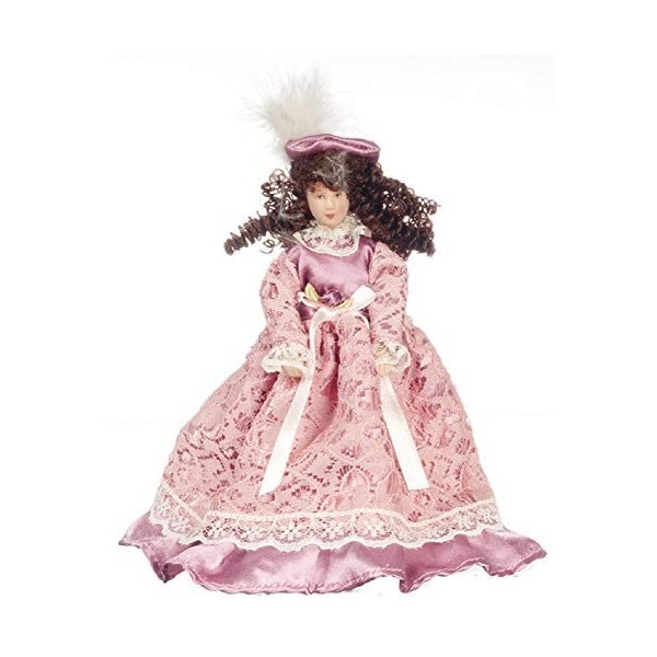 Melody Jane Poupées Victorien Lady Femme Mère en Robe Rose 1:12 Porcelaine People