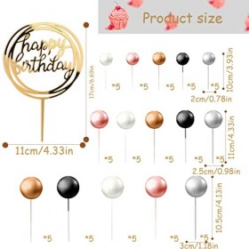 jsysj 76 Pièces Boules de Décoration de Gâteau, Balle Gâteau Topper, Happy Birthday Deco Gateau, Cupcakes Toppers Ballons Ron