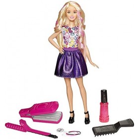 Barbie Poupee Boucles et Couleurs, Appareil à  Gaufrer et à  Boucler sans Source de Chaleur et Accessoires Inclus, Jouet pour