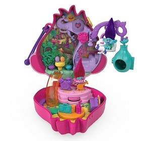 Polly Pocket Trolls Coffret Maison De Poupées avec Figurines Poppy Et Branch Dreamworks, avec 13 Accessoires, À Collectionner