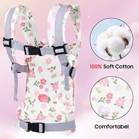 Nabance Porte Bebe Poupee Porte Bébé Poupée Jouet pour Enfants Avant et Arrière Accessoires de poupée en Coton pour Enfants d