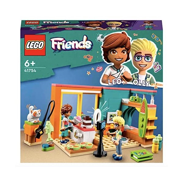 LEGO Friends 41754 La Chambre de Léo, Jouet sur la Pâtisserie, pour Filles et Garçons avec Mini-Poupée 2023 Olly, Accessoires