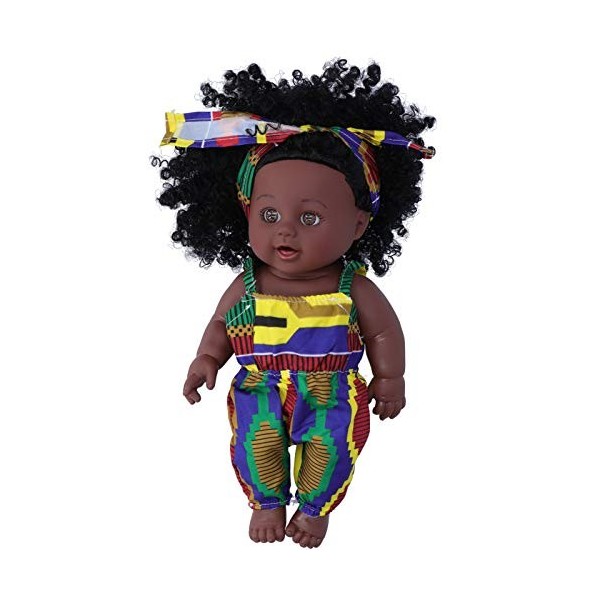 LIZEALUCKY 12 Pouces Reborn Bébé Poupées Noir avec Corps Doux Réaliste Afro-américain Réaliste Nouveau-né Fille Poupée Cadeau