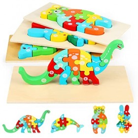 ZWOOS Puzzle en Bois pour Les Tout-Petits de 3 Ans, Jouet Montessori pour Enfants de 3 Ans, Puzzle en Bois Éducatif avec des 