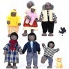 Lot de 7 figurines en bois et 2 animaux de compagnie, adorable petite famille pour accessoires de maison de poupée