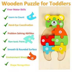 ZWOOS Puzzle en Bois pour Les Tout-Petits de 3 Ans, Jouet Montessori pour Enfants de 3 Ans, Puzzle en Bois Éducatif avec des 