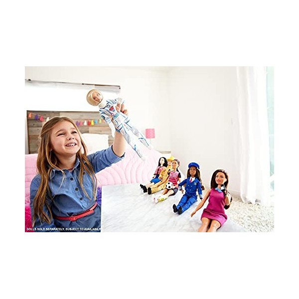 Barbie Métiers poupée astronaute blonde portant une combinaison spatiale et un casque, jouet pour enfant, GFX24