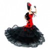 Folk Artesanía poupée de Collection Plastic 19 cm avec Fleur et Robe typiquement Flamenco ou Pois andalous d’Espagne. Taupe 