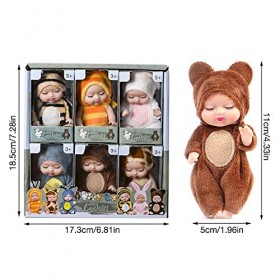 AVCXEC Poupee Reborn, 6 PCS Poupee Bebe, Réaliste Mini Poupée émulée, Poupee Reborn Ressemble à Un Vrai Bébé, Vêtements de Po