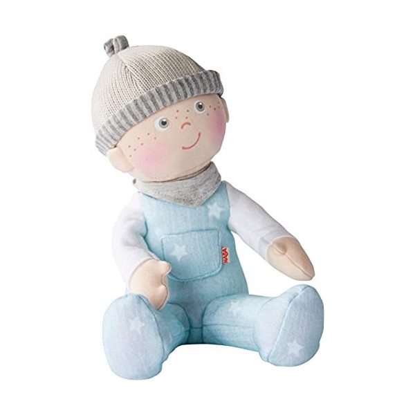 HABA 305753 305753-Kuschelpuppe Pit, Puppe ab 0 Jahren Doll, Blue