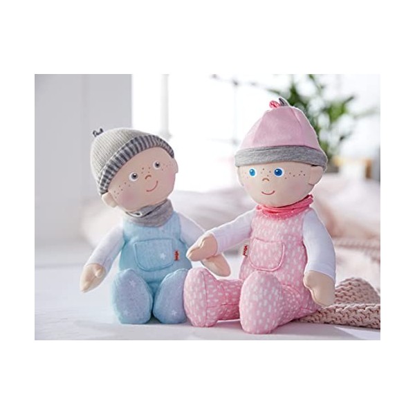 HABA 305753 305753-Kuschelpuppe Pit, Puppe ab 0 Jahren Doll, Blue