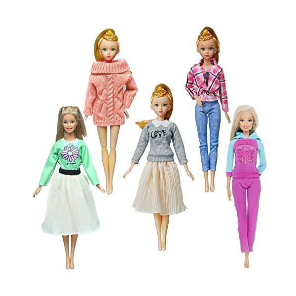 walenbily Robes de mode vêtements tenue 5 ensembles pour poupées de 11,5 pouces