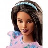 Barbie Fashionistas poupée mannequin 78 brune avec haut rose fleuri et short turquoise à motifs, jouet pour enfant, FJF43