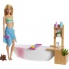 Barbie Bien-être coffret Bain Coloré avec poupée blonde, baignoire, figurine chiot et accessoires, jouet pour enfant, GJN32