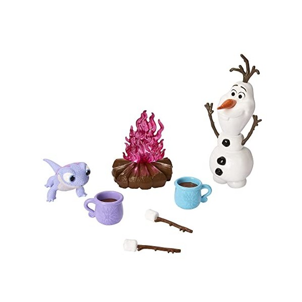 Disney La Reine des Neiges 2 Coffret Amis et Chamallow avec figurines Olaf et Bruni et 5 accessoires de feu de camp, Jouet En