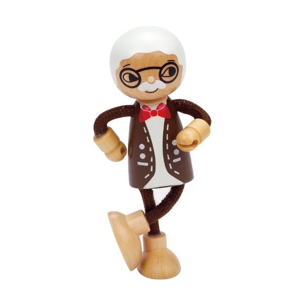 Jouet Hape - Figurine Grand-Mère en Bois pour Maison de Poupée en Bois - Personnage Famille en Bois pour Maison de Poupée - J