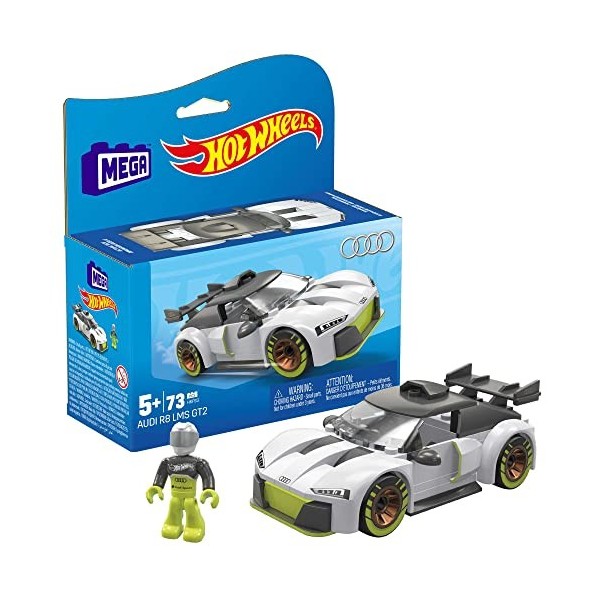 MEGA Hot Wheels Hot Wheels Audi R8 LMS GT2 Coffret de Construction avec 73 pièces et 1 Mini-Figurine de Pilote, Cadeau pour E