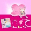 VIP PETS Mini Fans | Mini petit chiens à collectionner avec cheveux longs à coiffer Capsule coeur avec arc-en-ciel - Modèle A