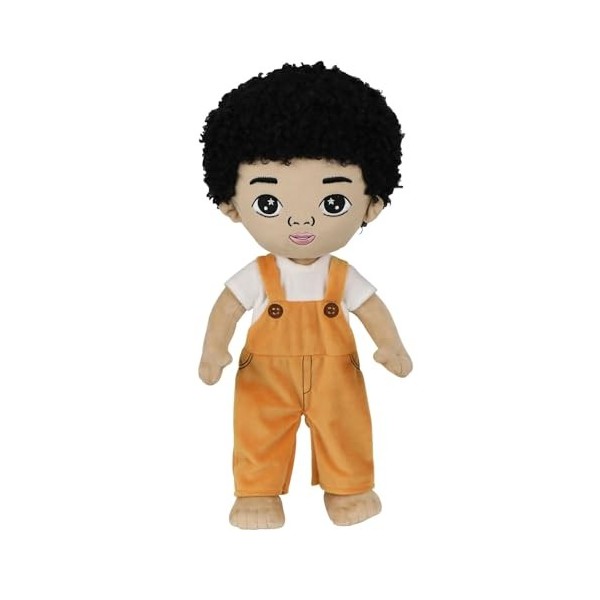 Poupée noire en peluche pour garçon | Jolie poupée afro caucasienne en peluche, douce et confortable, décoration dintérieur 