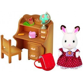 Sylvanian Family - 2204 - Poupes Et Accessoires - Fillette Lapin - Chocolat / Bureau