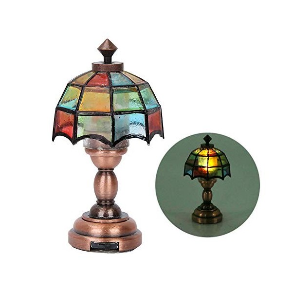 Atyhao Lampe LED de Maison de poupée, Abat-Jour en Forme de Parapluie Accessoires de Maison de poupée coloré Mini Lampe LED S