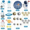 28pcs Luxe Cosmonaute Cake Topper, DIY Mini Topper de Gâteau de Ballon, Pentagramme Cake Topper Parti Fournitures, pour Enfan