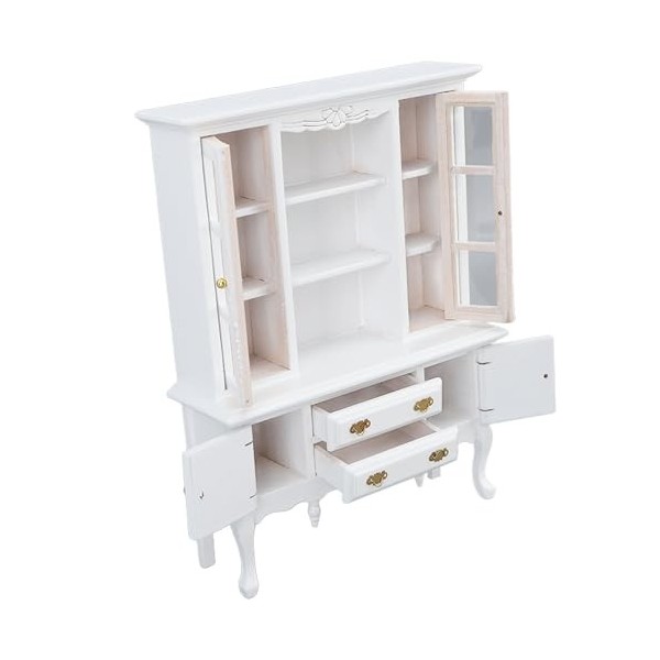 VGEBY Armoire Miniature, Bibliothèque en Bois 1:12 pour Maison de Poupée avec Tiroir à Porte Ouvrable pour Chambre Couleur s