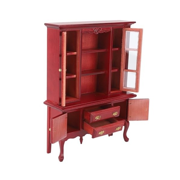 VGEBY Armoire Miniature, Bibliothèque en Bois 1:12 pour Maison de Poupée avec Tiroir à Porte Ouvrable pour Chambre Couleur s