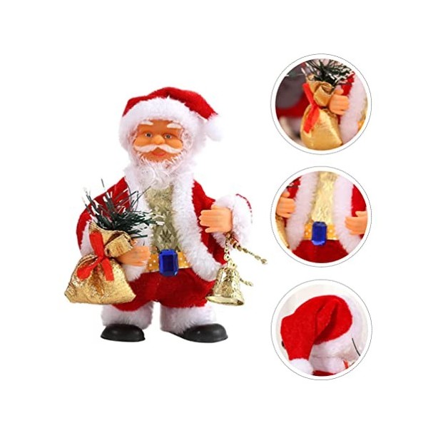 Amosfun Père Noël Électrique Père Noël Dansant Électrique Jouet De Noël Électrique Figurine De Père Noël Poupée Père Noël Mus