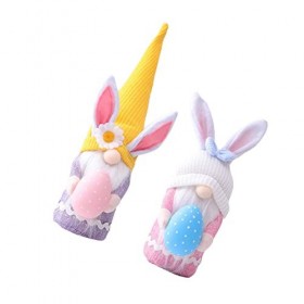 Didiseaon 2Pcs Oeuf De Lapin Tenant des Décorations De Bureau De Poupée Jouets De Bureau Bijoux De Printemps Figurines De Gno