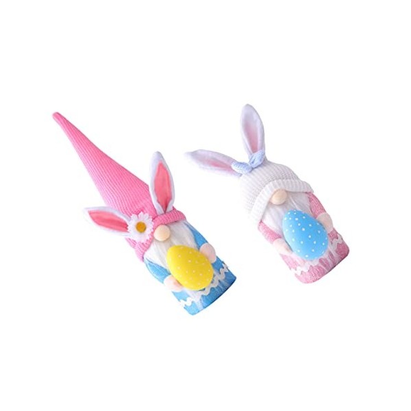 Didiseaon 2Pcs Oeuf De Lapin Tenant des Décorations De Bureau De Poupée Jouets De Bureau Bijoux De Printemps Figurines De Gno