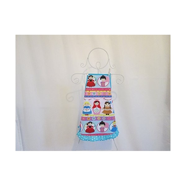 Tablier fille à froufrou en tissu poupée du monde 2-6/8 ans