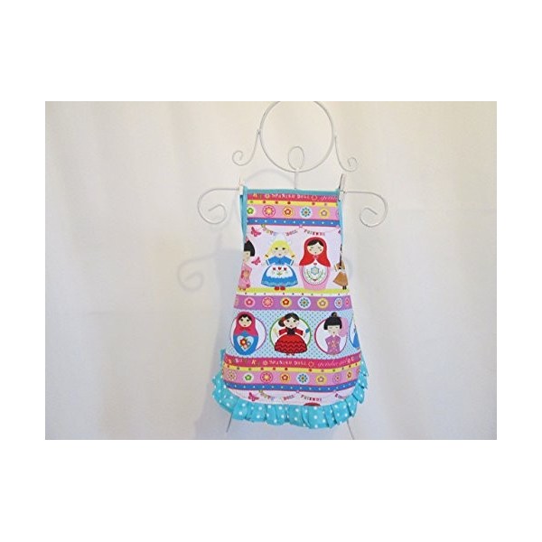 Tablier fille à froufrou en tissu poupée du monde 1-6/8 ans