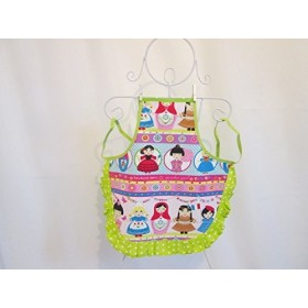 Tablier fille à froufrou en tissu poupée du monde 4-6/8 ans