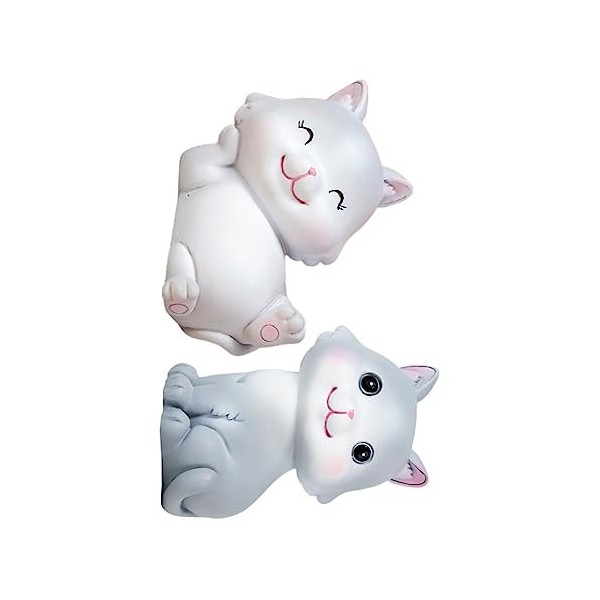 Toyvian 2 Pièces Décorations De Maison pour La Maison Figurines De Chat Minuscule Décor pour Enfants Figurines De Chat Ensemb