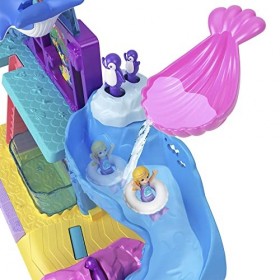 Polly Pocket Coffret Pollyville Aquarium avec Shani, avec Deux Poupées, Petite Voiture Et 11 Accessoires Dont 8 Animaux Marin