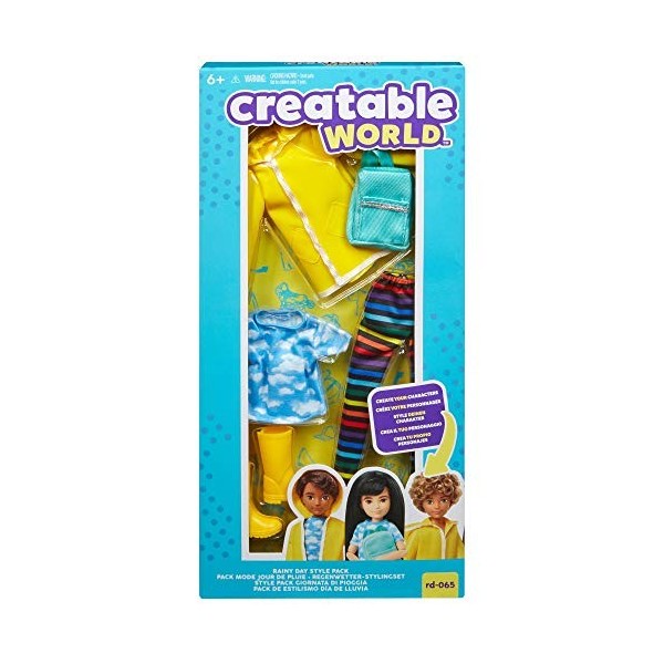 Creatable World Kit Tenue de pluie pour poupée personnalisable, vêtements et accessoires, jouet pour enfant à partir de 6 ans