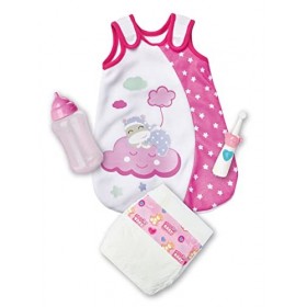 Simba Laura Gute Nacht 10540001 – Accessoires pour bébé, Sac de Couchage, Brosse à Dents, Couche, Bouteille, pour poupées, 4 