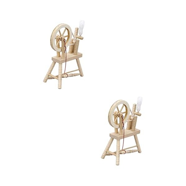 Toyvian 2 Pièces Modèle Vintage Roue Vintage Décor À La Maison Ornements Para Maison Trucs Paysage Décoration Mini Main Dévid