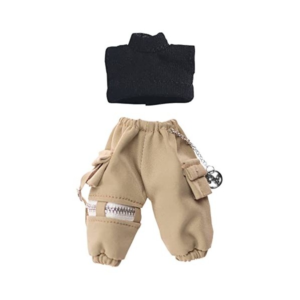 niannyyhouse Ob11 Pantalon cargo court avec chaîne pour poupée BJD 1/12 noir + marron 