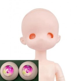 VIXDA 8 Yeux de Couleur Anime Visage poupée Bricolage 30cm poupée Maquillage tête de poupée Peut être Ouvert ou poupée enti